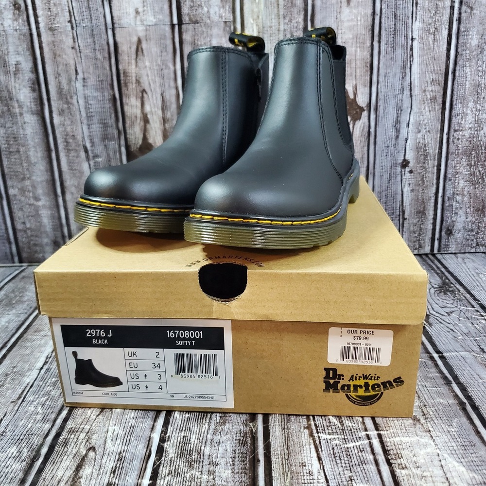 Dr. Martens Youth 2976 Junior Chelsea Boot 16708001 Black Softy T Size 3